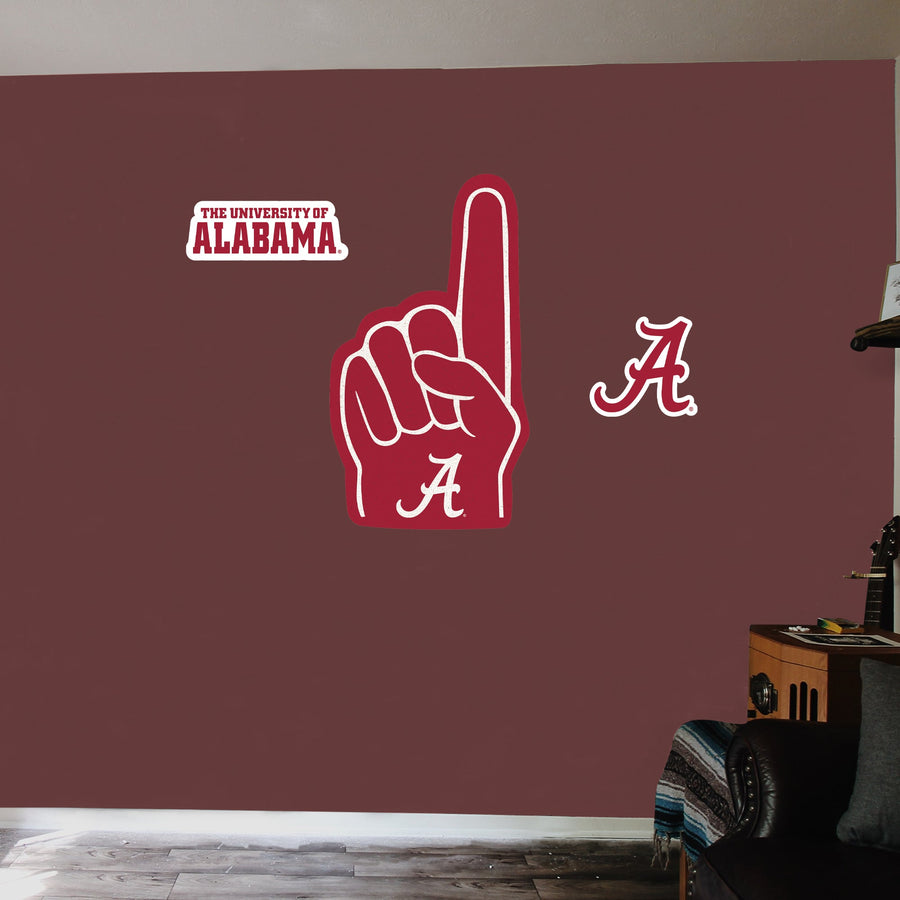 Alabama Crimson Tide - RealBig Foam Finger Collection - Official NCAA - Alabama Crimson Tide - Reusable Vinyl Wall Decals