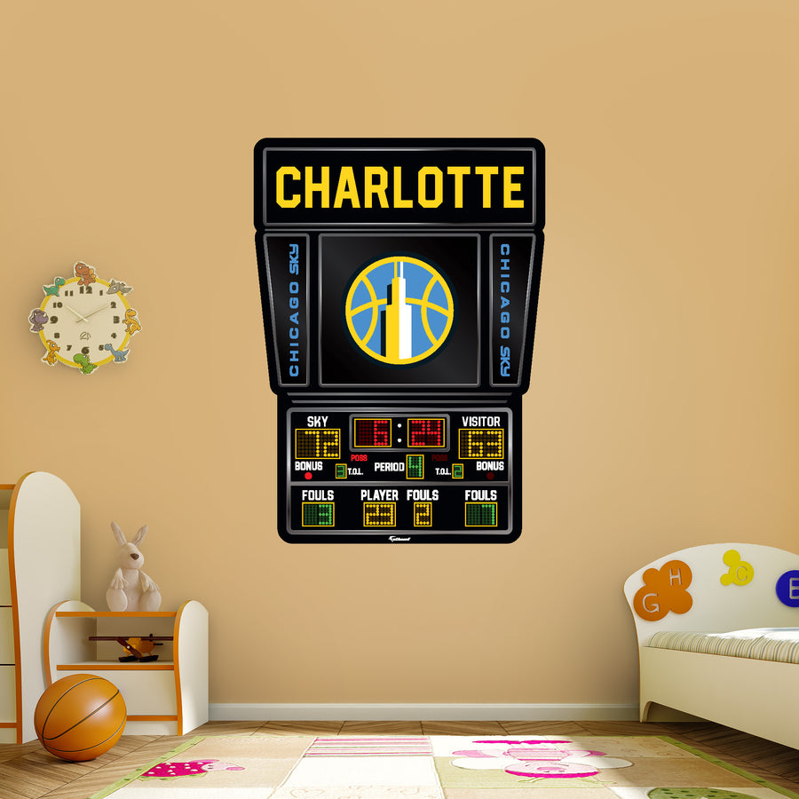 Chicago Sky - Scoreboard Graphic - With Personalized Name - Official WNBA - Vinyl Transfer Decal