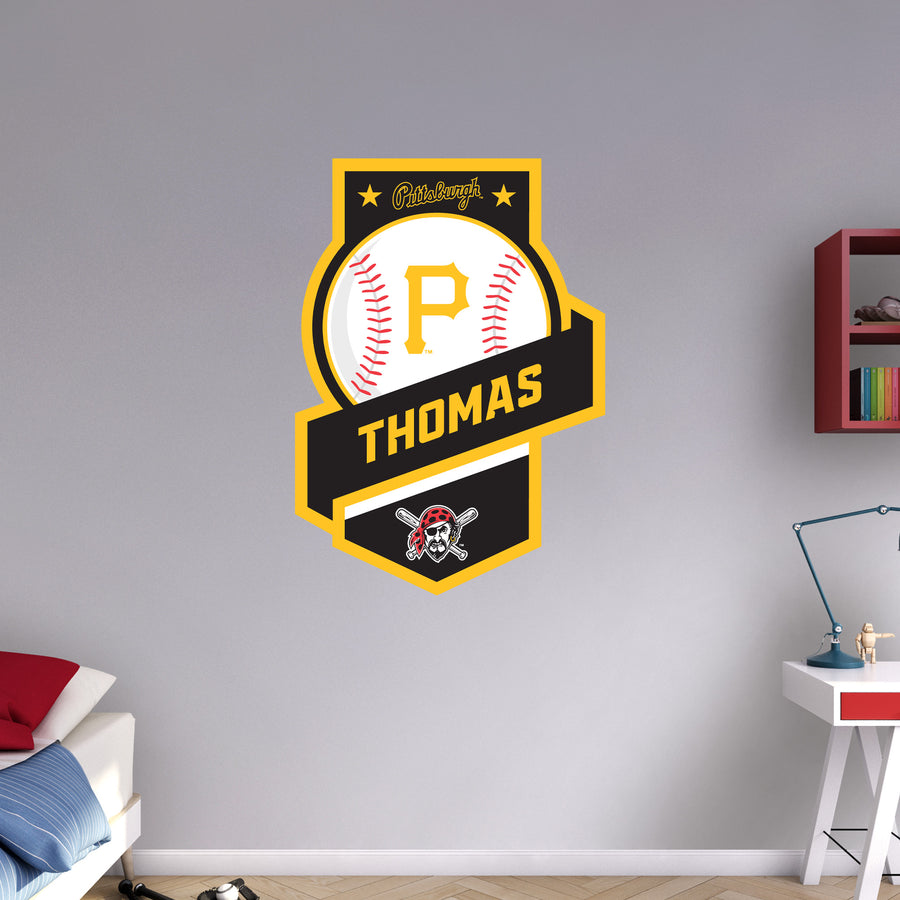 Pittsburgh Pirates - Banner Badge - With Personalized Name - Official MLB - Vinyl Transfer Decal