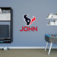 Houston Texans: Stacked Personalized Name Red Text PREMASK        -   Removable     Adhesive Decal