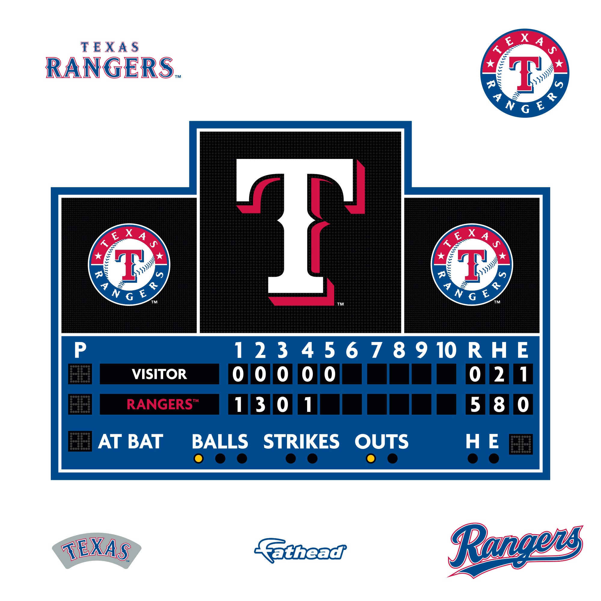 Tx Rangers Score Texas Rangers - RealBig Scoreboard Collection - Official MLB - Reusabl ...