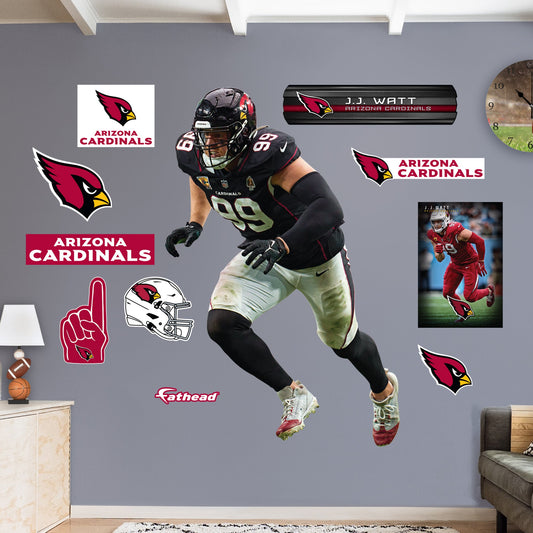 Arizona Cardinals: J.J. Watt  Black Jersey        - Officially Licensed NFL Removable     Adhesive Decal