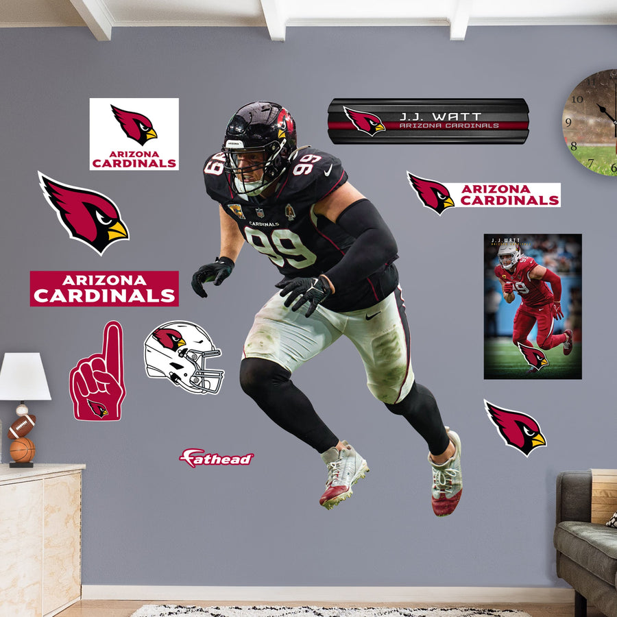 J.J. Watt - RealBig Black Jersey Collection - Official NFL - Arizona Cardinals - Reusable Vinyl Wall Decals
