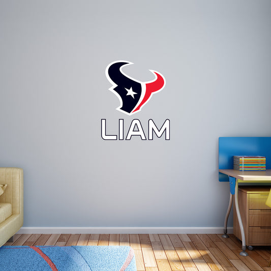 Houston Texans: Stacked Personalized Name White Text PREMASK        -   Removable     Adhesive Decal