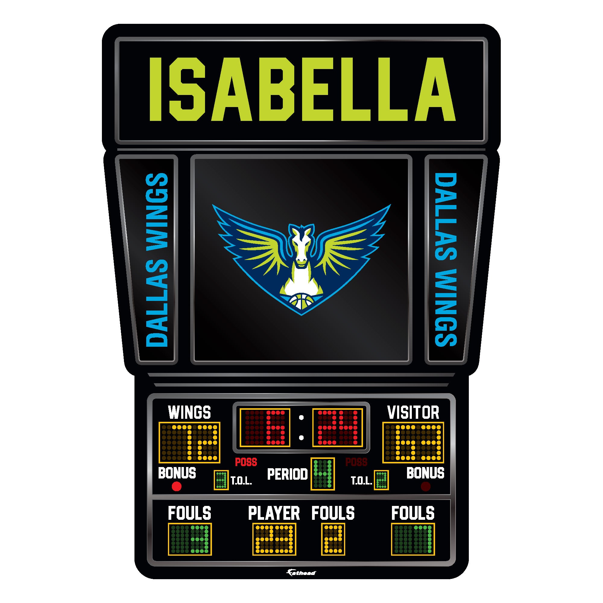 Dallas Wings - Scoreboard Graphic - With Personalized Name - Official ...