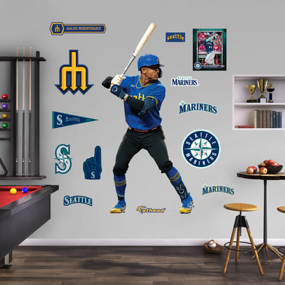 Julio Rodriguez - RealBig City Connect Collection - Official MLB - Seattle Mariners - Reusable Vinyl Wall Decals