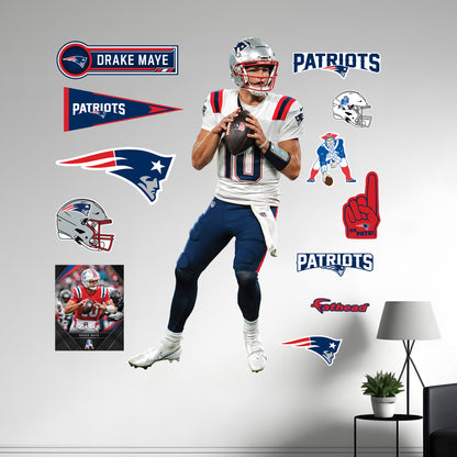 Drake Maye - RealBig Collection - Official NFL - New England Patriots - Reusable Vinyl Wall Decals