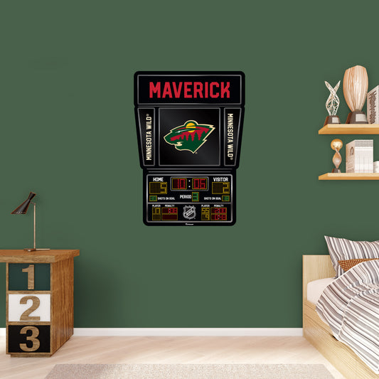 Minnesota Wild: Scoreboard Personalized Name        - Officially Licensed NHL Removable     Adhesive Decal