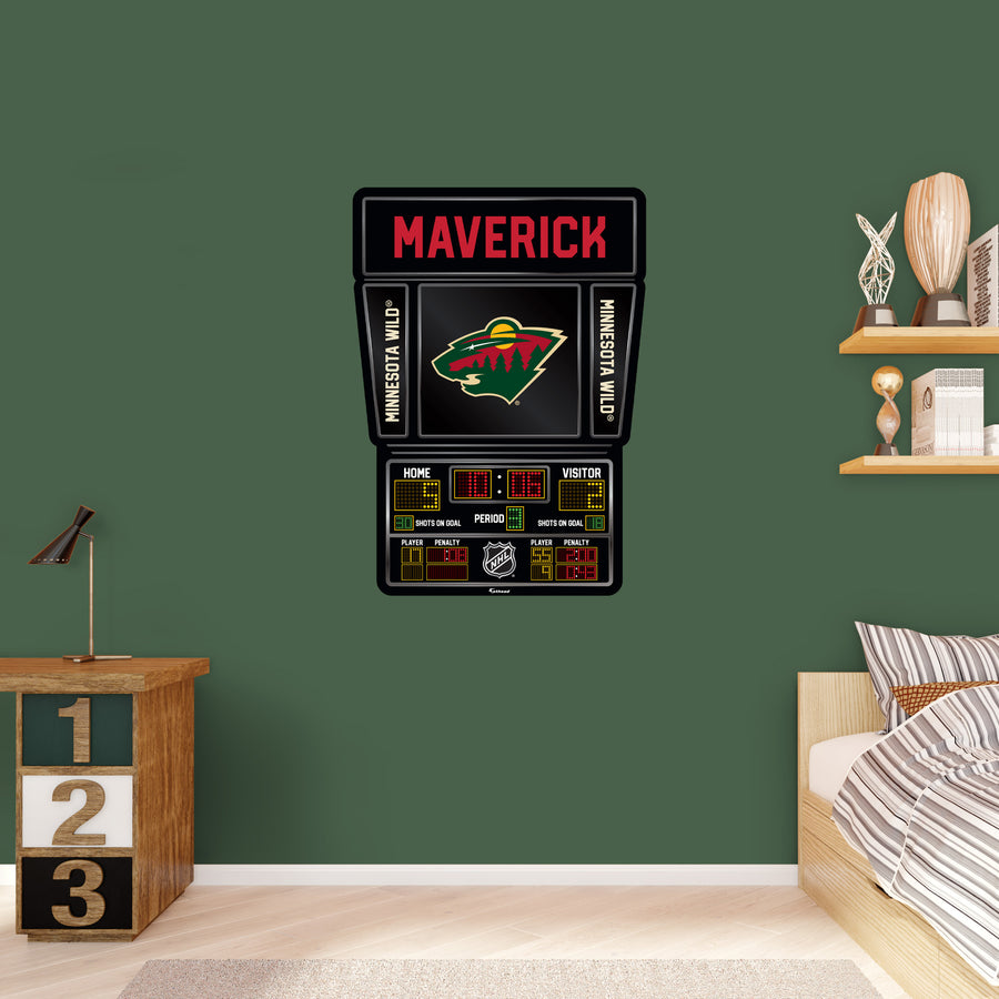 Minnesota Wild - Scoreboard Graphic - With Personalized Name - Official NHL - Vinyl Transfer Decal