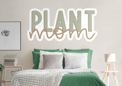 Plant Mom Green Lettering        - Officially Licensed Big Moods Removable     Adhesive Decal