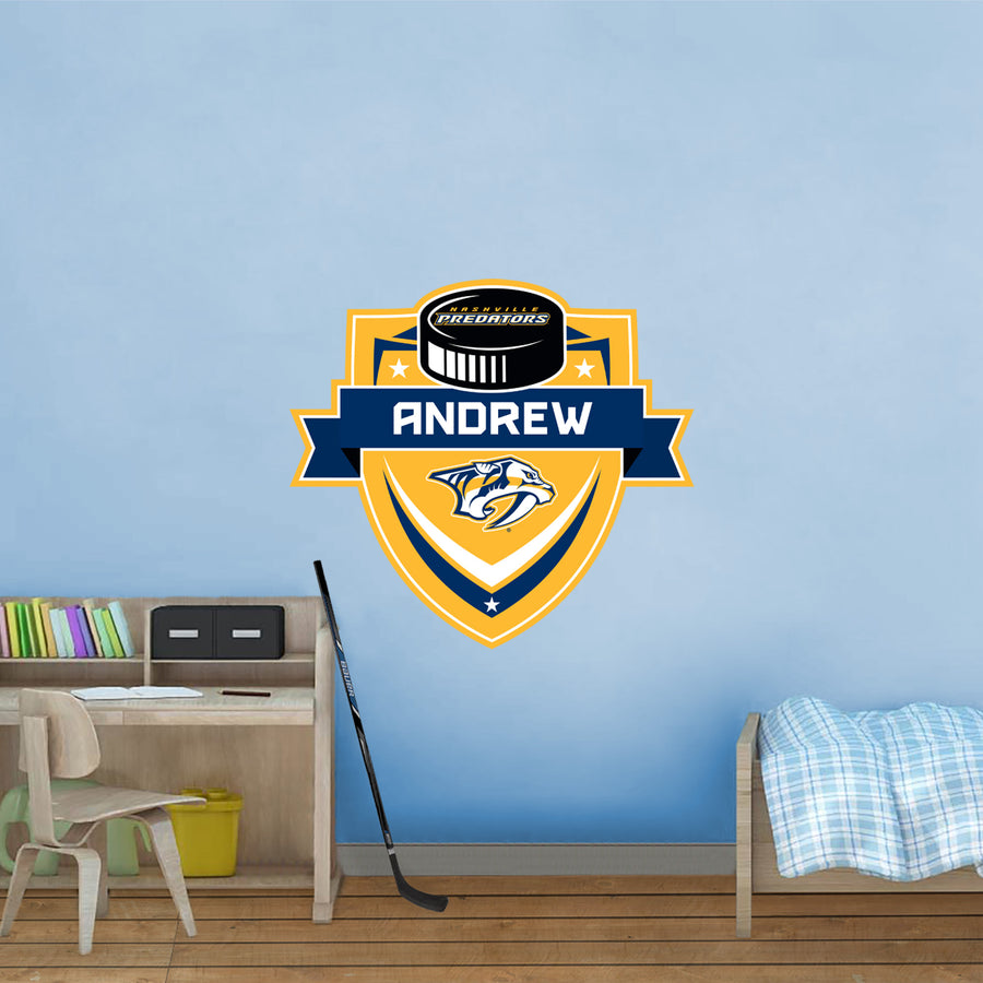 Nashville Predators - Badge - With Personalized Name - Official NHL - Vinyl Transfer Decal