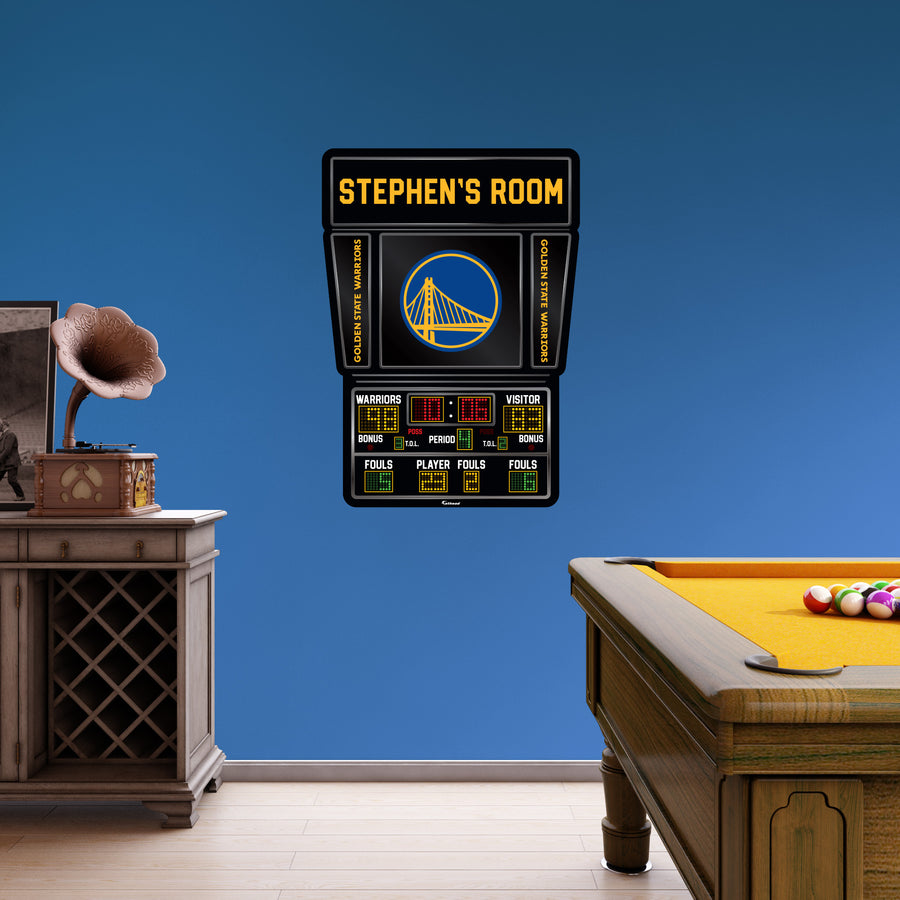 Golden State Warriors - Scoreboard Graphic - With Personalized Name - Official NBA - Vinyl Transfer Decal
