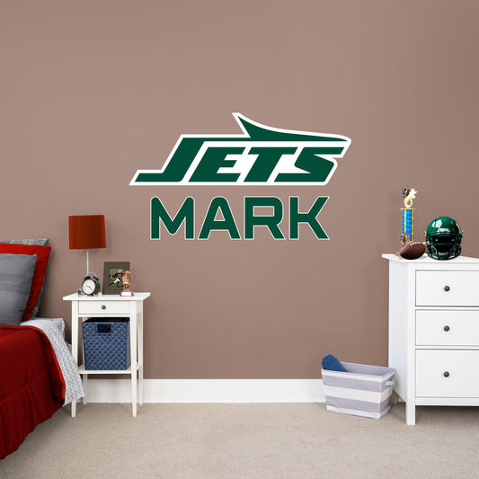 New York Jets:  Stacked Personalized Name Green Text PREMASK        - Officially Licensed NFL Removable     Adhesive Decal