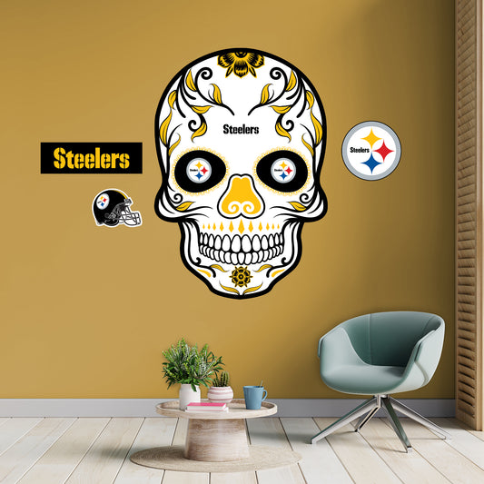 Pittsburgh Steelers:   Skull        - Officially Licensed NFL Removable     Adhesive Decal