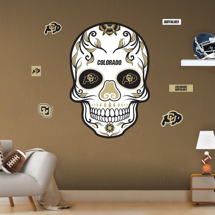 Colorado Buffaloes - RealBig Sugar Skull Collection - Official NCAA - Reusable Vinyl Wall Decals