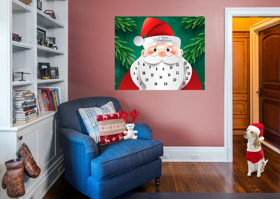 Christmas:  Beard Calendar Dry Erase        -   Removable     Adhesive Decal