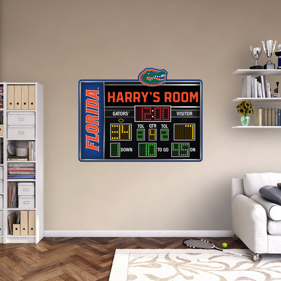 Florida Gators - Football Scoreboard Graphic - With Personalized Name - Official NCAA - Vinyl Transfer Decal