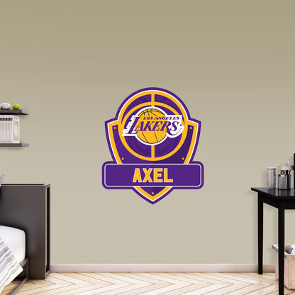 Los Angeles Lakers: Badge Personalized Name - Officially Licensed NBA Removable Adhesive Decal