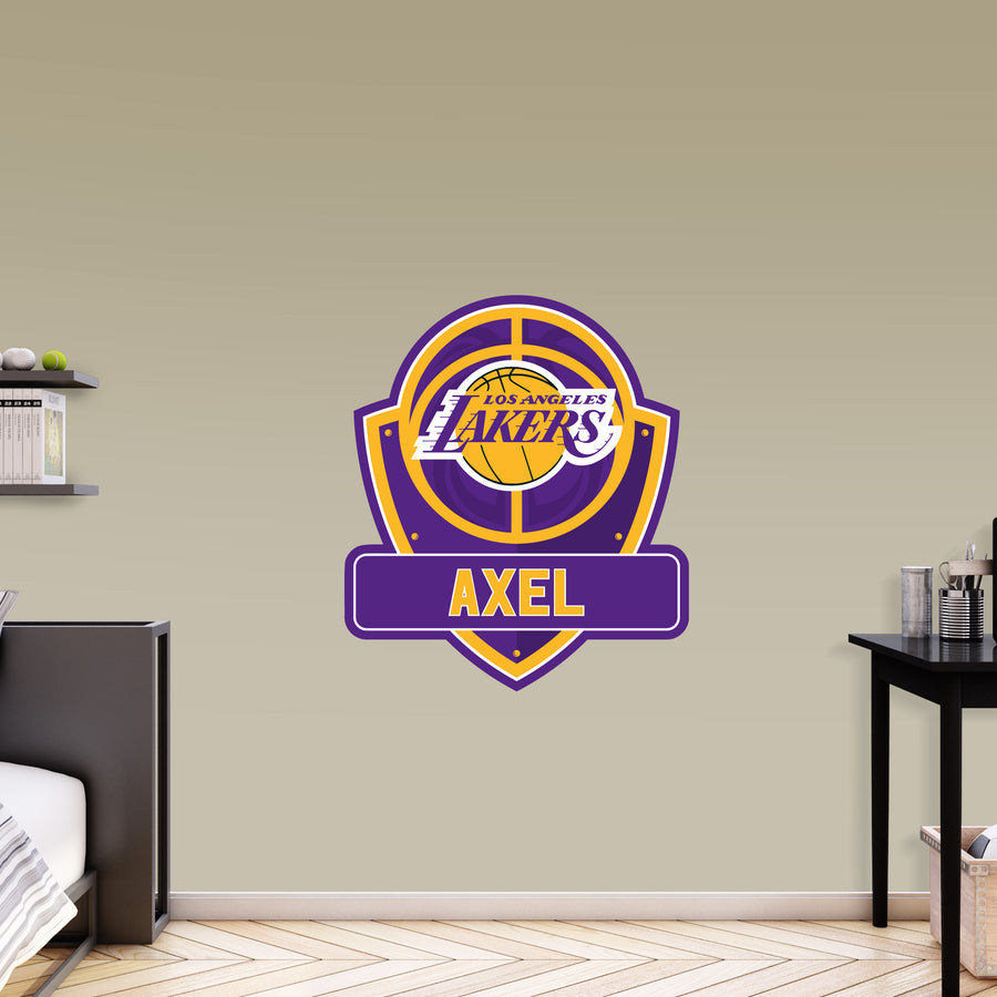 Los Angeles Lakers - Badge - With Personalized Name - Official NBA - Vinyl Transfer Decal