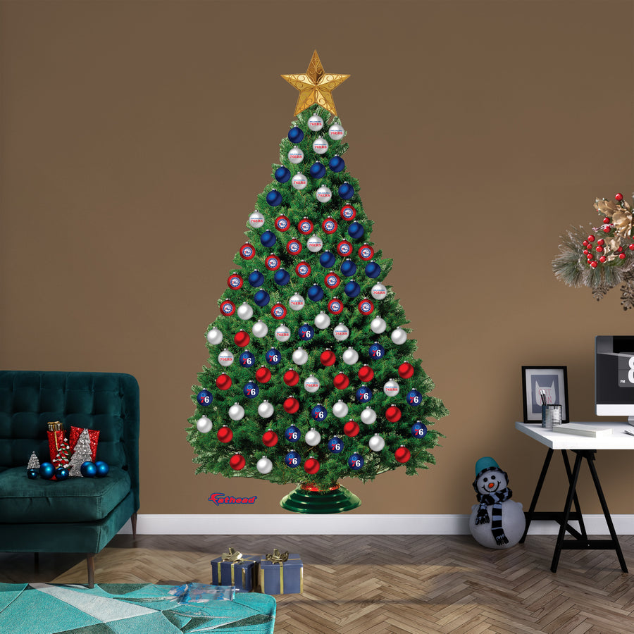 Philadelphia 76ers - Decorate Your Own Christmas Tree - Official NBA - Reusable Vinyl Wall Decals
