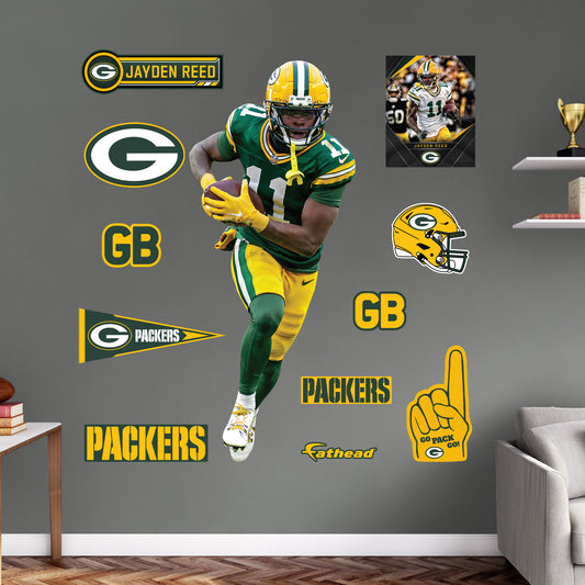 Green Bay Packers: Jayden Reed         - Officially Licensed NFL Removable     Adhesive Decal