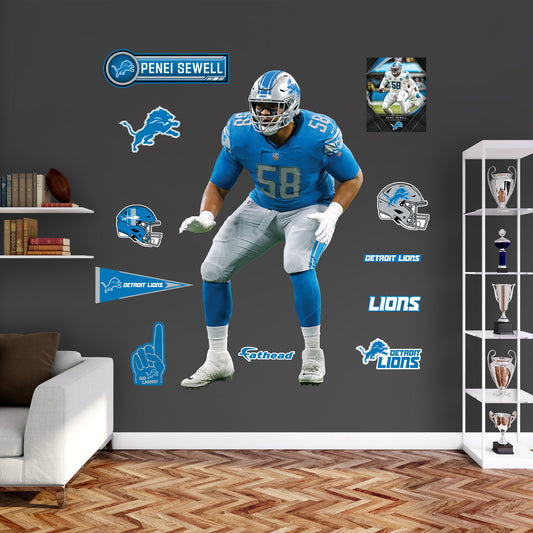 Detroit Lions: Penei Sewell         - Officially Licensed NFL Removable     Adhesive Decal