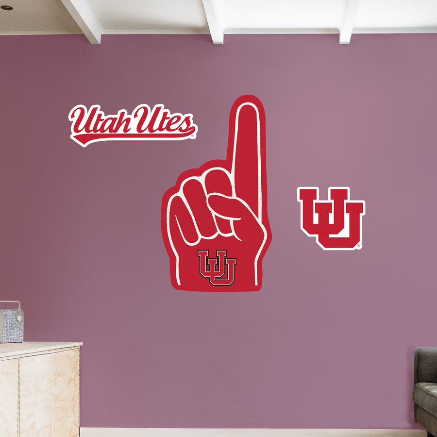 Utah Utes - RealBig Foam Finger Collection - Official NCAA - Reusable Vinyl Wall Decals