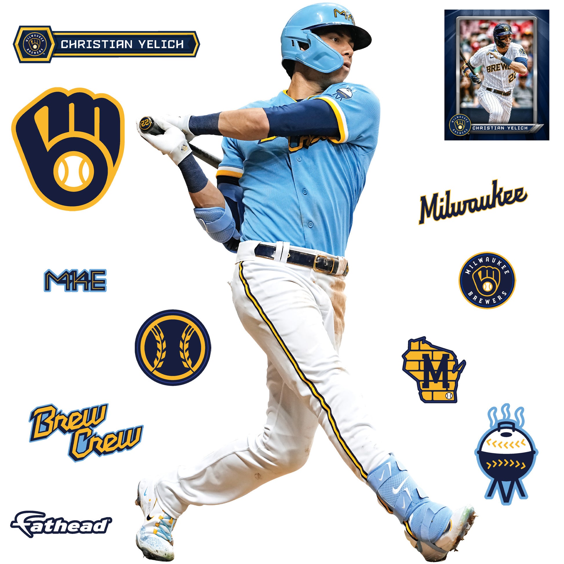 Brew Crew Powder Blue 2022 City Connect Custom Name and Number Baseball Jersey - Milwaukee Brewers
