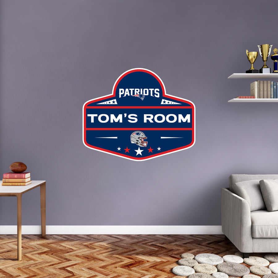 New England Patriots - Badge - With Personalized Name - Official NFL - Reusable Vinyl Transfer Decal