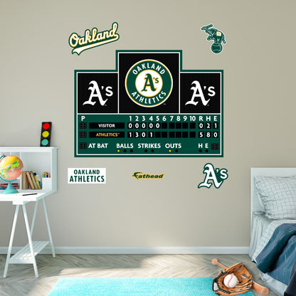 Oakland Athletics:  Scoreboard        - Officially Licensed MLB Removable     Adhesive Decal