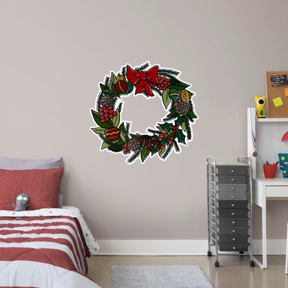 Holiday Wreath        - Officially Licensed Big Moods Removable     Adhesive Decal