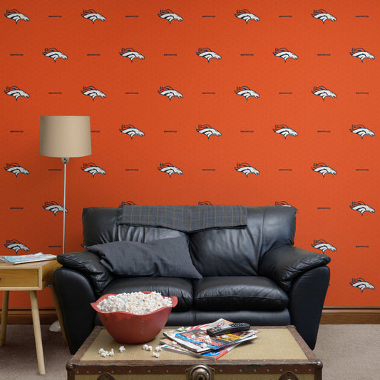 Denver Broncos:  Orange Hexagon Pattern        - Officially Licensed NFL  Peel & Stick Wallpaper