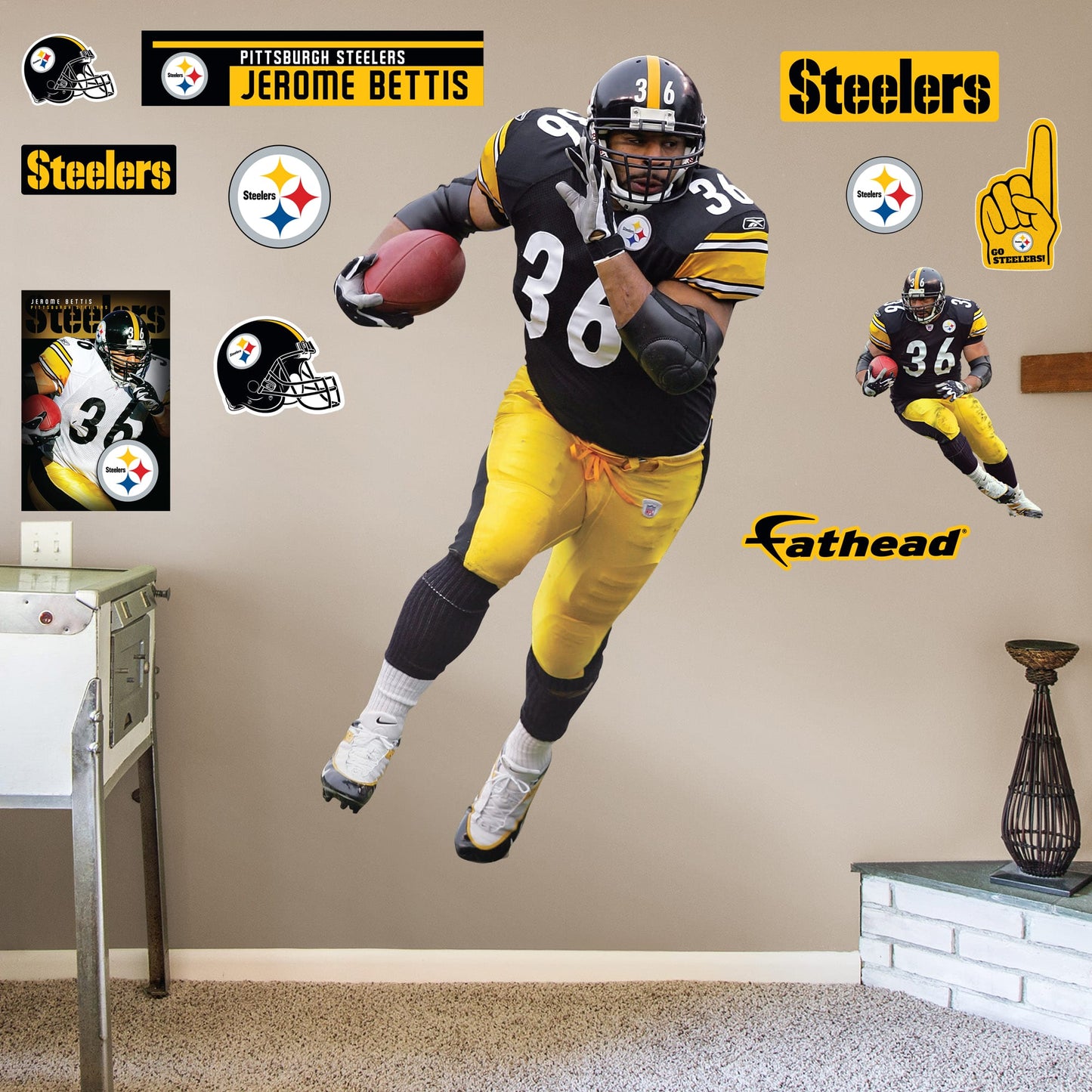 Pittsburgh Steelers: Jerome Bettis Legend       - Officially Licensed NFL Removable Wall   Adhesive Decal