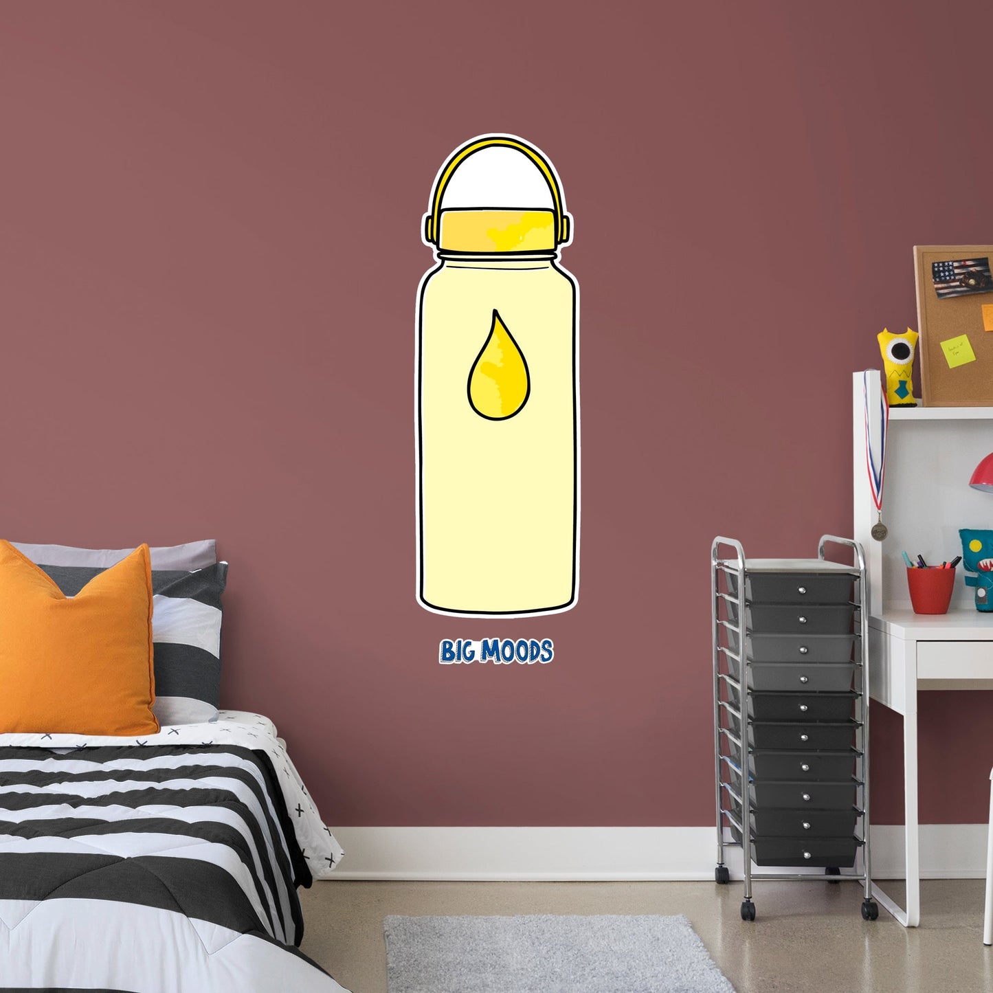Water Flask (Yellow)        - Officially Licensed Big Moods Removable     Adhesive Decal