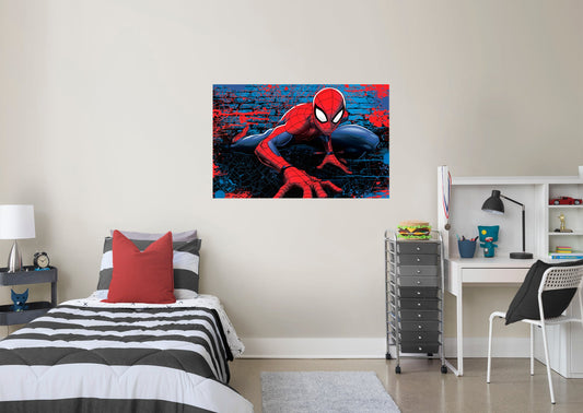 Spider-Man:  Evergreen Climbing Blue Mural        - Officially Licensed Marvel Removable Wall   Adhesive Decal