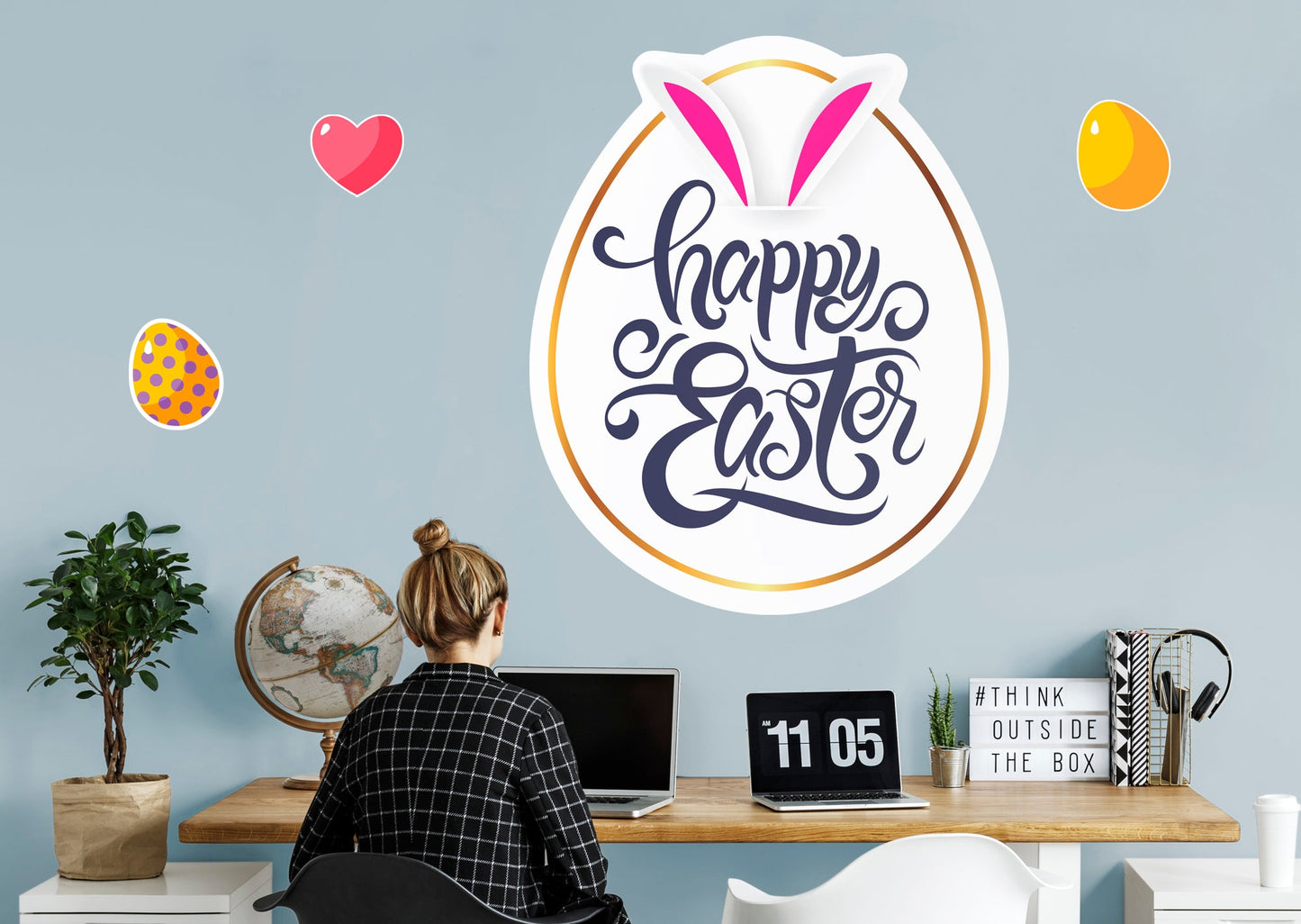 Easter:  Happy Easter Icon        -   Removable     Adhesive Decal