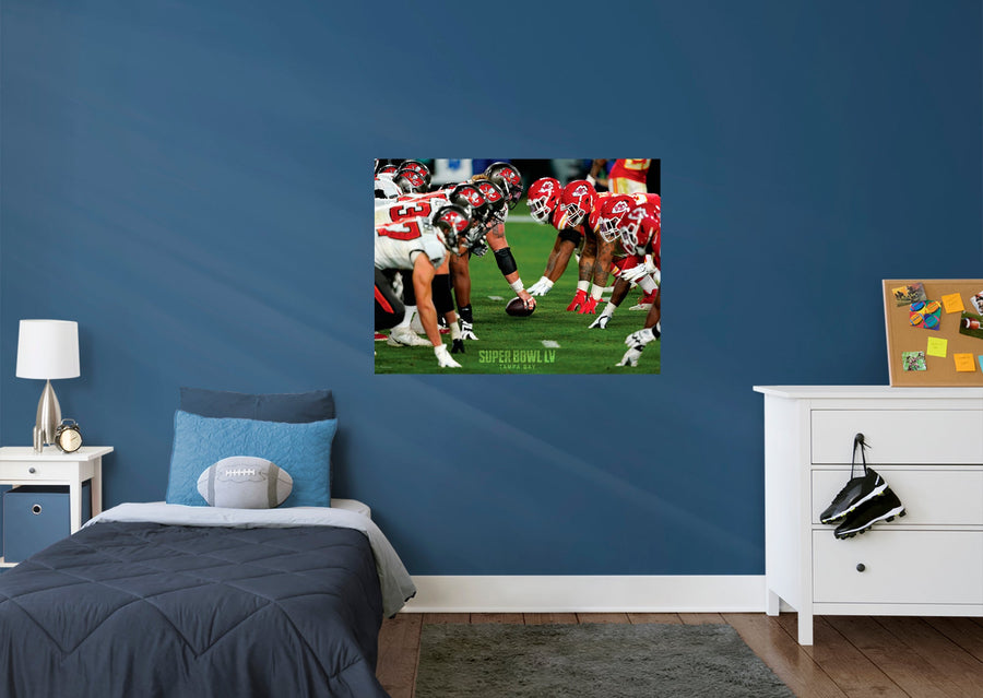 Super Bowl LV Line Of Scrimmage - Peel & Stick Poster - Official NFL - Tampa Bay Buccaneers - Reusable Vinyl Wall Decal