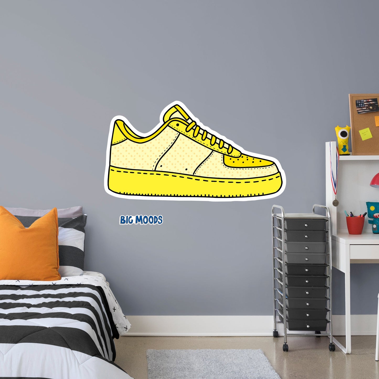 Sneaker (Yellow)        - Officially Licensed Big Moods Removable     Adhesive Decal