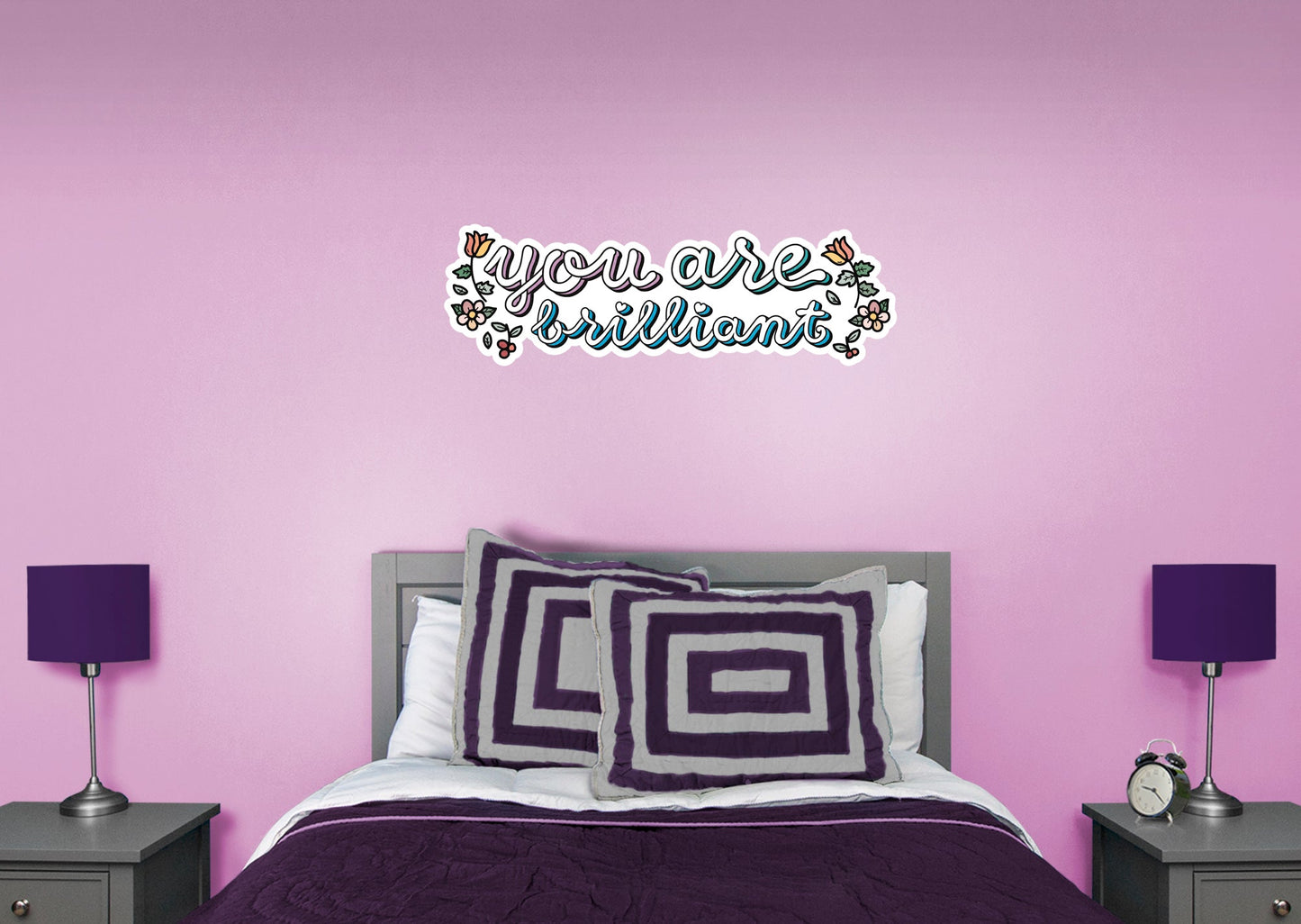You are Brilliant Cursive Floral        - Officially Licensed Big Moods Removable     Adhesive Decal