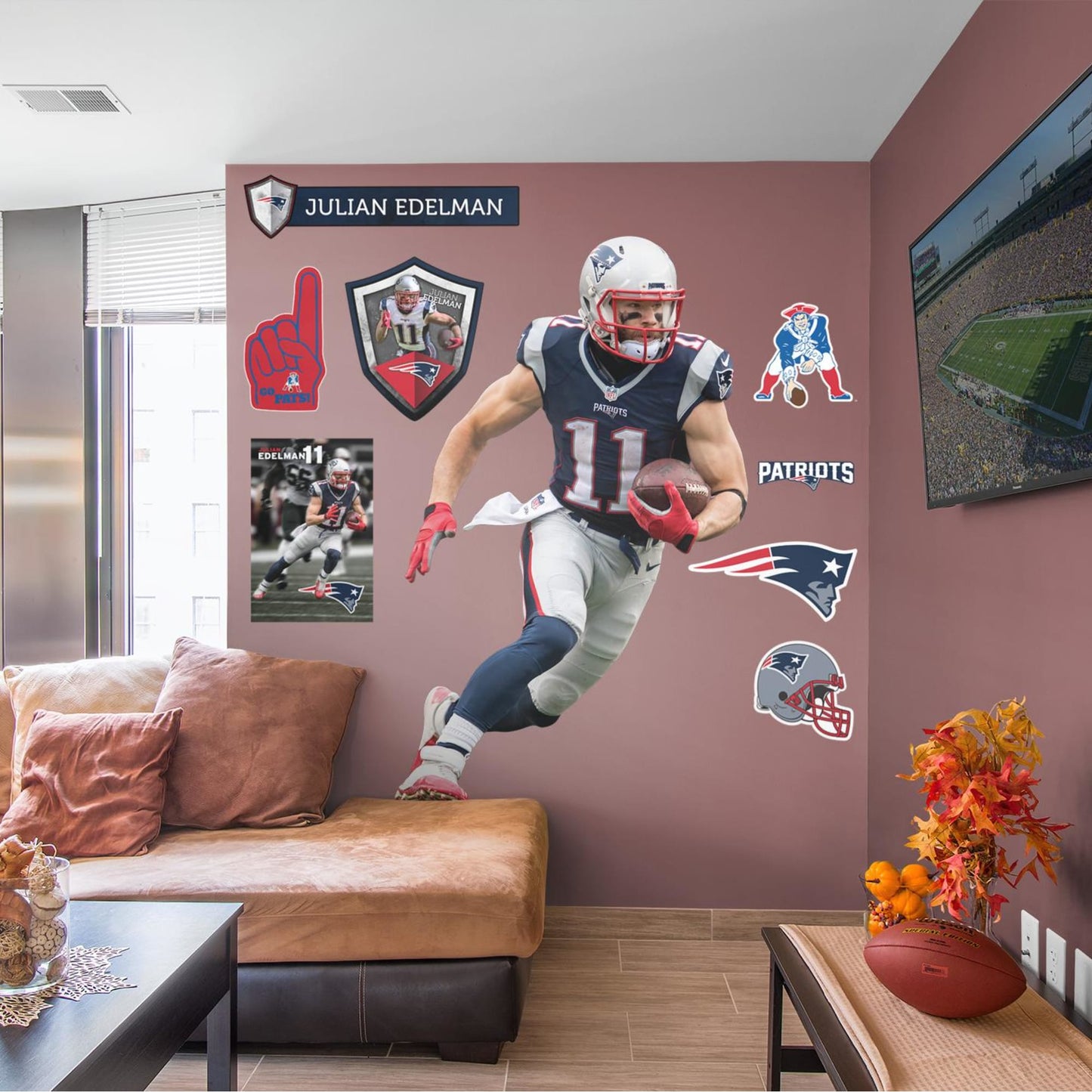 New England Patriots: Julian Edelman Home        - Officially Licensed NFL Removable Wall   Adhesive Decal