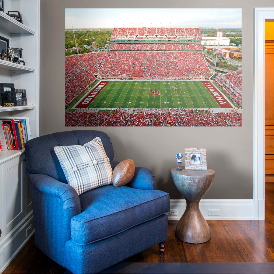 Gaylord Family Oklahoma Memorial Stadium - Peel & Stick Poster - Official NCAA - Oklahoma Sooners - Reusable Vinyl Wall Decal
