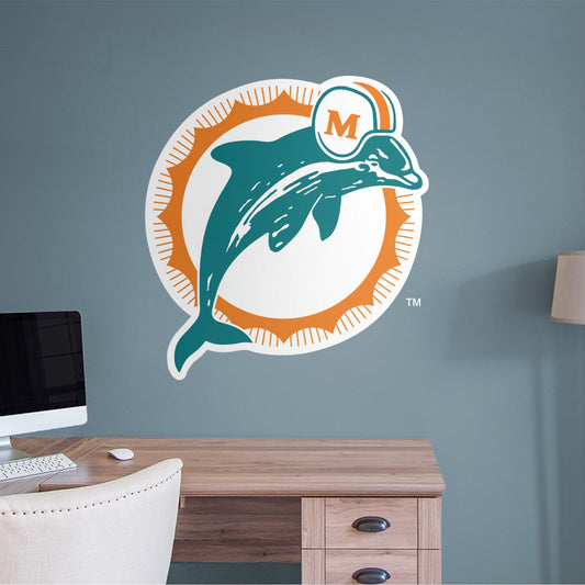 Miami Dolphins:  Classic        - Officially Licensed NFL Removable Wall   Adhesive Decal