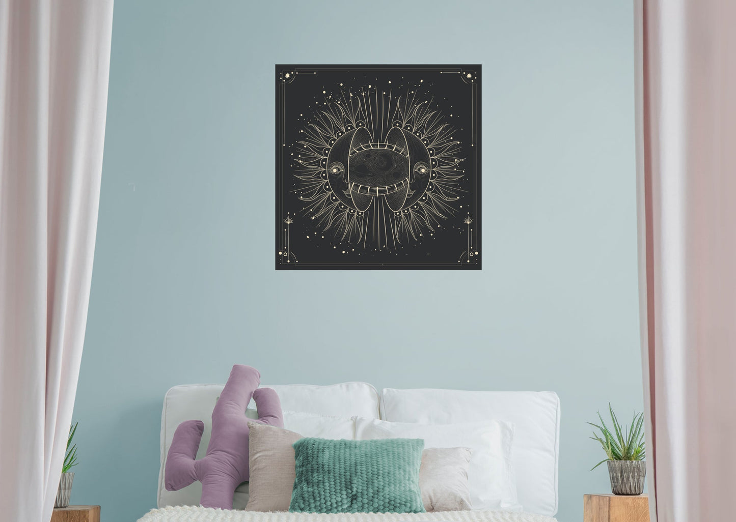 Moon Phases:  Moonlight Murals Split Moon        -   Removable Wall   Adhesive Decal