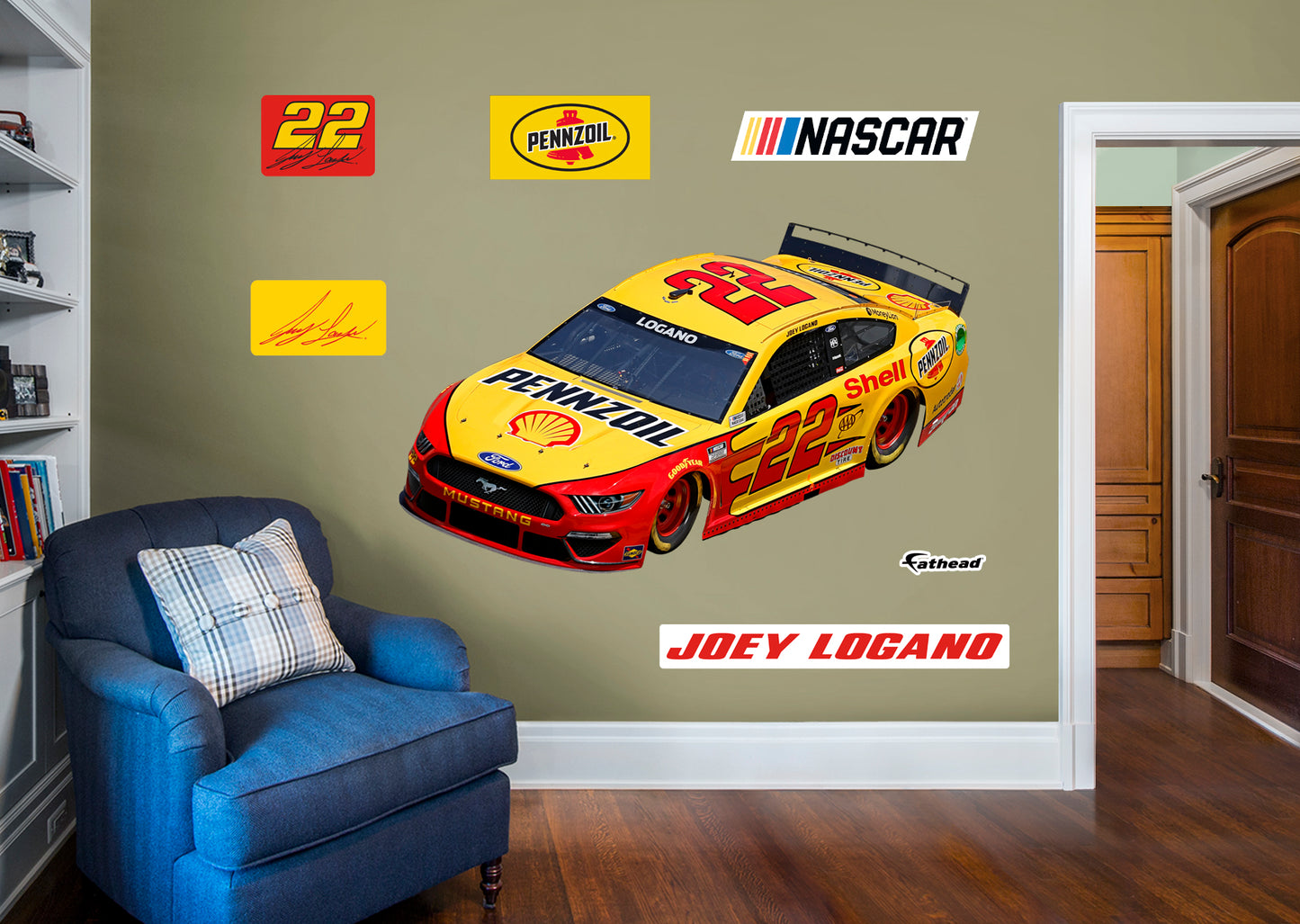 Joey Logano 2021 Shell Pennzoil Car        - Officially Licensed NASCAR Removable     Adhesive Decal