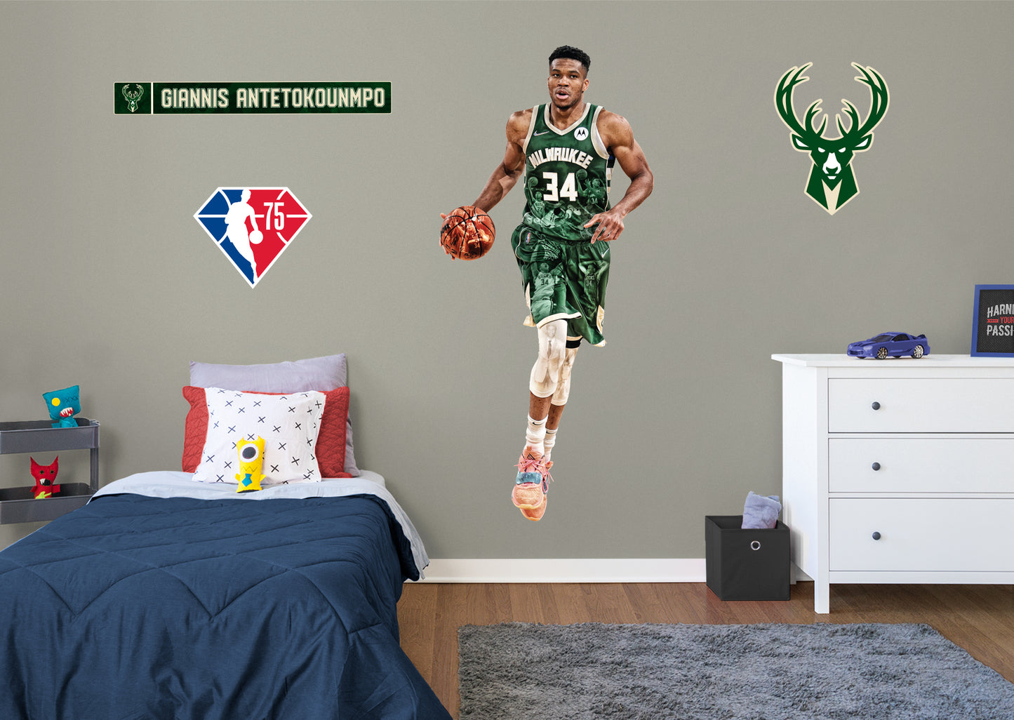 Milwaukee Bucks: Giannis Antetokounmpo 2021 75th Anniversary Limited Edition        - Officially Licensed NBA Removable     Adhesive Decal