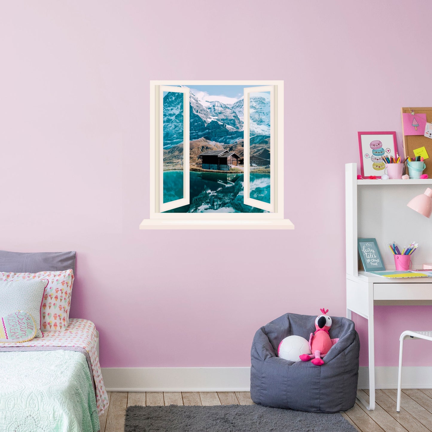 Lake View Instant Window        -   Removable     Adhesive Decal