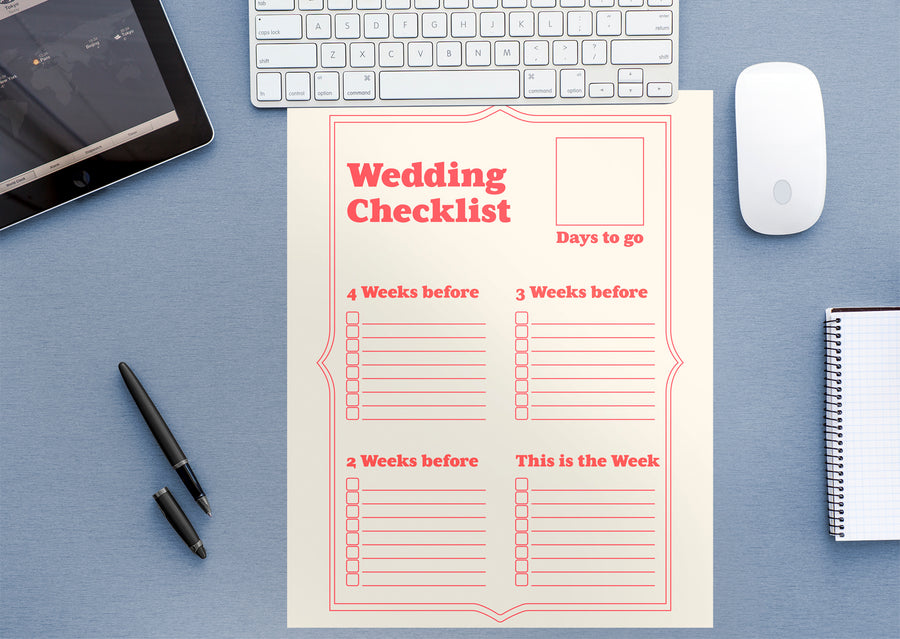 Dry Erase Wedding Checklist  -  Removable Wall Decal