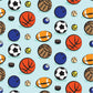 Calling All Sports - Blue  - Peel & Stick Wallpaper