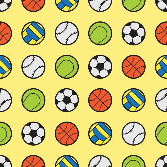 Calling All Sports - Yellow  - Peel & Stick Wallpaper
