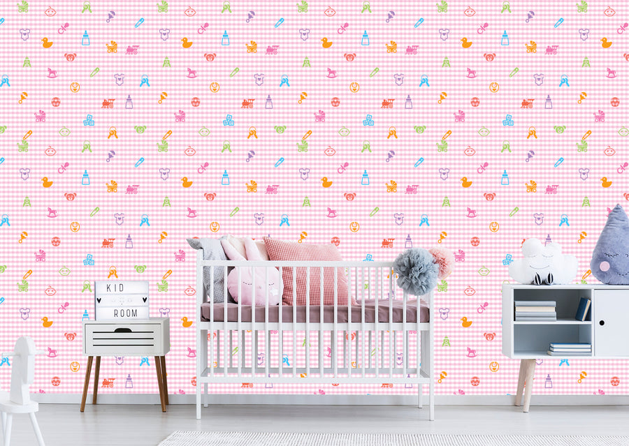 Baker Pink Kids            -Peel & Stick Wallpaper